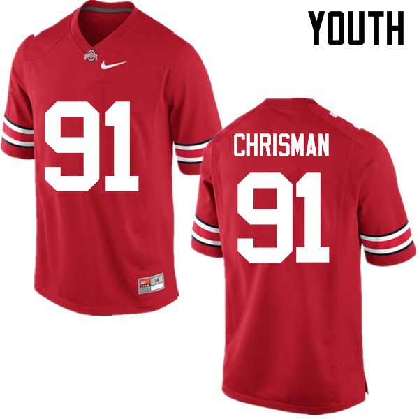 Ohio State Buckeyes #91 Drue Chrisman Youth Player Jersey Red